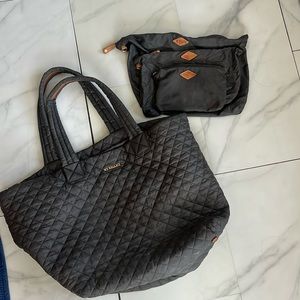 Gray extra large MZ Wallace bag with 3 pouches